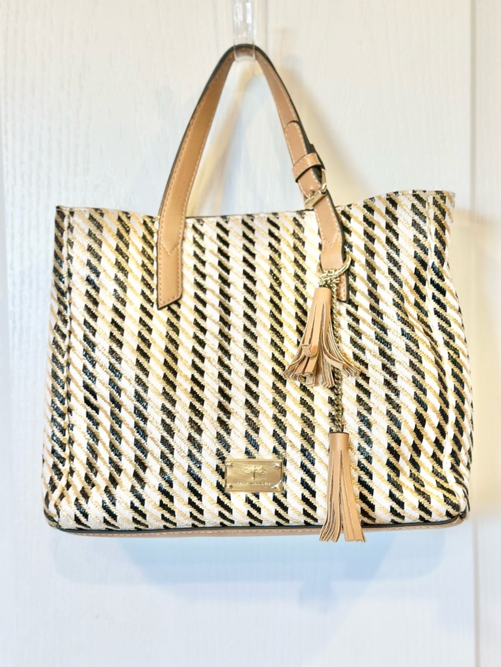 NWOT KATE LANDRY Gold, Black & White Shoulder/Crossbody Bag